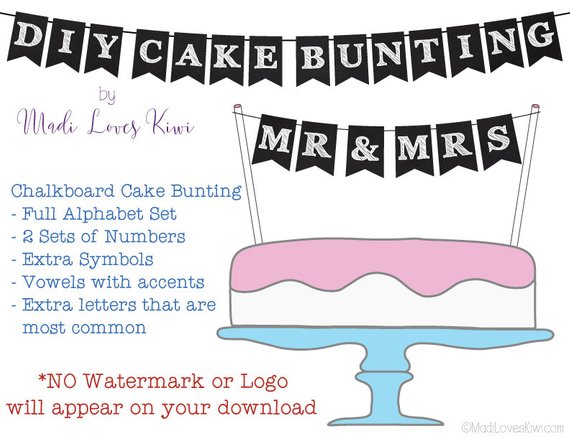 Cake Banner Topper, Cake Bunting Printable, Cake Flag Banner, Cake Bunting Banner, Cake Bunting Topper, DIY Cake Topper Banner, Cake Flags