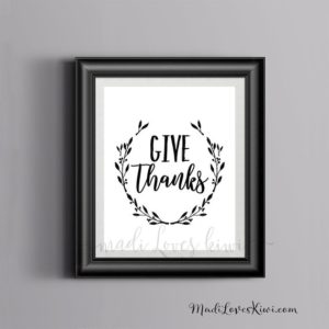 Give Thanks Printable Wall Art, Digital Thanksgiving Print, Fall Decor, Kitchen Sign, Holiday Inspirational Quote Home Chalkboard Thankful