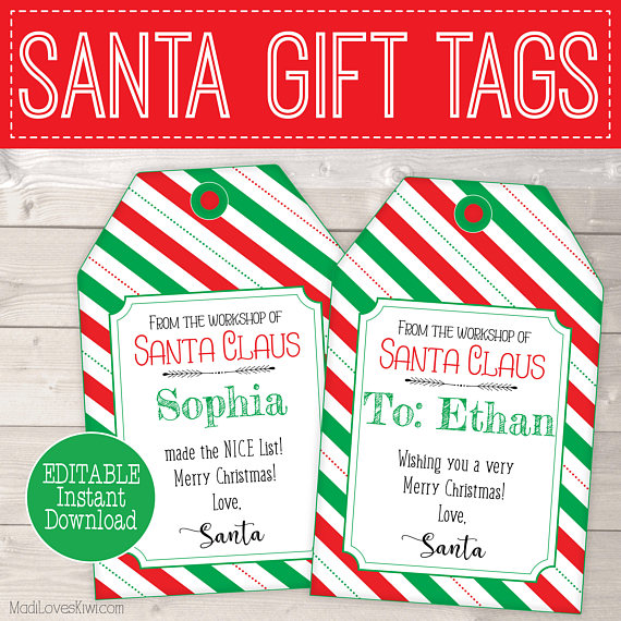 Printable Christmas Gift Tags Digital Pdf File Instant Download Holiday Tag Template Gift Wrap Merry Christmas Happy Holidays