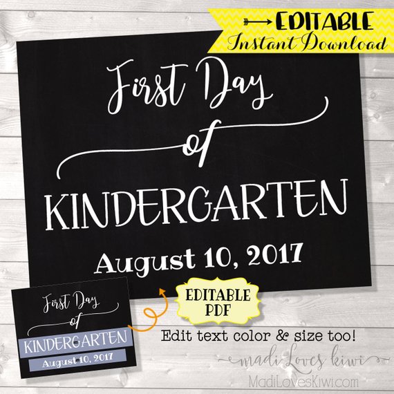 First Day of School Sign EDITABLE PDF, Printable Back to School Chalkboard Photo Prop Digital, Reusable PDF Template 1st Day, Student Gift