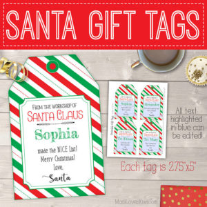 Digital Gift Tag Template, Personalized Santa Gift Tag Printable, Printable Christmas Gift Tag Template, Santa Tag,Christmas Tags From Santa