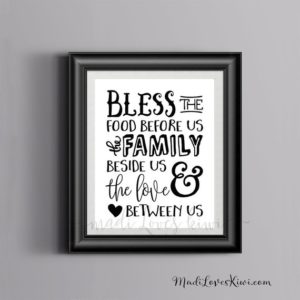 Bless the Food Before Us, Inspirational Quote, Kitchen Decor, Blessing, House Blessing, Hand Drawn Art, Typography Printable, Kitchen Signs