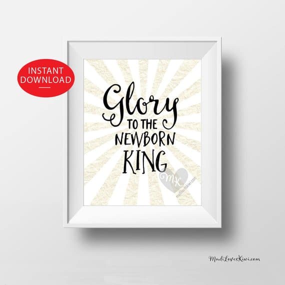 Glory to the Newborn King, Christian Art Print, Christmas Decor, Scripture Wall Art, Christmas Wall Art, Christian Wall Art, Christian Gifts