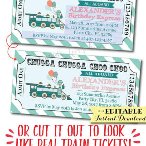 Train Birthday Invitation, Train Ticket Birthday Invitation Boy, Train Ticket Invitation, Train Ticket Template, Train Birthday Party Boy