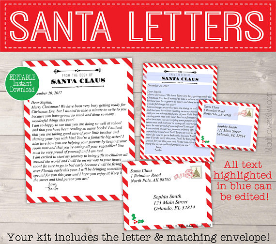 Personalized Letter from Santa Template, Printable Santa Letter Template, Christmas Letter Template, Letters from Santa Claus, Santa Letters