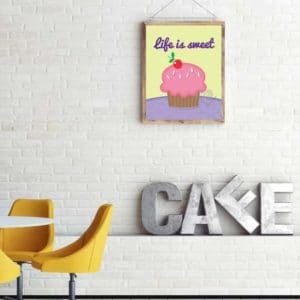 Life Is Sweet, Cupcake Wall Art, Cupcake Print, Kitchen Decor, Bakery Decor, Cupcake Sign, Cupcake Decor, Cupcake Lovers, Housewarming Gift