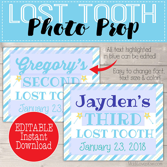 Boy Tooth Fairy Prop, First Lost Tooth Photo Prop, Printable First Lost Tooth Sign, Digital Tooth Fairy Boy, Tooth Keepsake, Tooth Printable