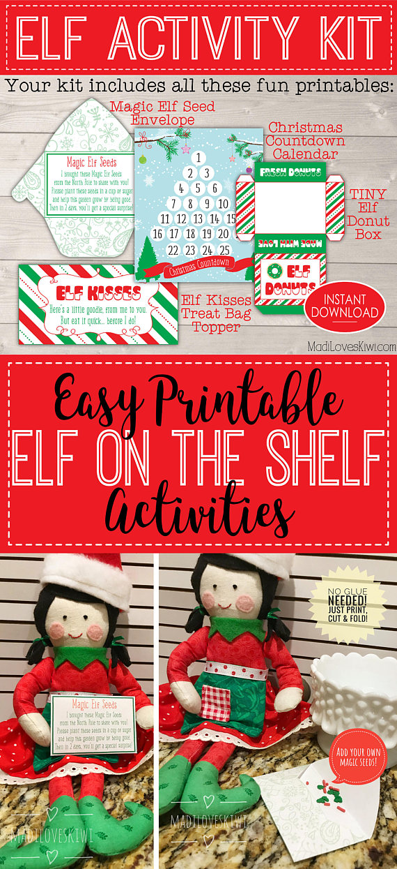 Magic Elf Seeds, Christmas Elf Printables, Elf Kisses, Elf Donut, Elf Props Printable, Elf Accessories, Elf Ideas, Elf Treats,Elf Activities