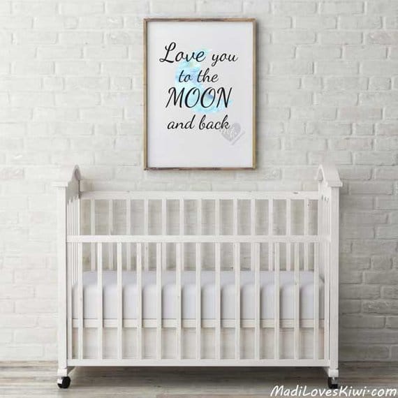 Love You To The Moon and Back Digital Download, Nursery Wall Art, Printable Baby Room Decor, Childrens Playroom Art, Baby Shower Gift Ideas