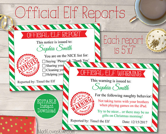 Personalized Elf Kit, Printable Elf Letters, Elf Report Card, Elf Notes, Elf Adoption Certificate, Elf Prop, Elf Accessories, Elf Activities