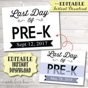 First Day of School Photo Prop, End of Year Editable PDF, Printable Last Day School Sign Student Idea Reusable PDF Digital Download Back 1st