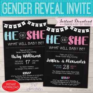 Gender Reveal Invitation Editable, Baby Gender Reveal Party, Gender Reveal Invitation Instant Download, Gender reveal Invitation Printable