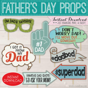 Father's Day Photo Booth Props, Happy Fathers Day Signs, Printable Photobooth Ideas, Funny Dad Sayings Decor Pop Party Gift DIGITAL DOWNLOAD