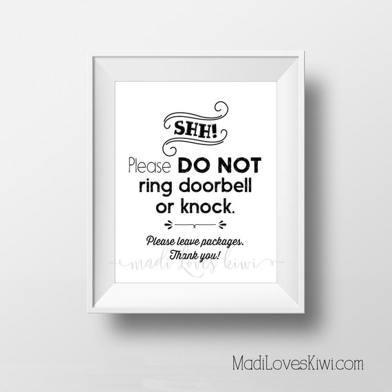 Do Not Disturb Door Sign Printable, Shh Sleeping Baby Digital Hanger, New Mom Gift Ideas Shhh No Solicit Don't Ring Doorbell Shower Download