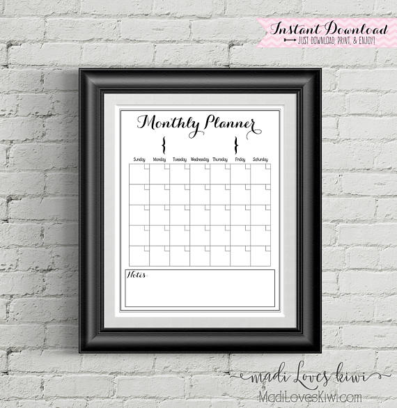 Printable Monthly Calendar, Family Calendar, Printable Calendar, 16"x20", Family Planner, Family Organizer, Command Center, Family Schedule