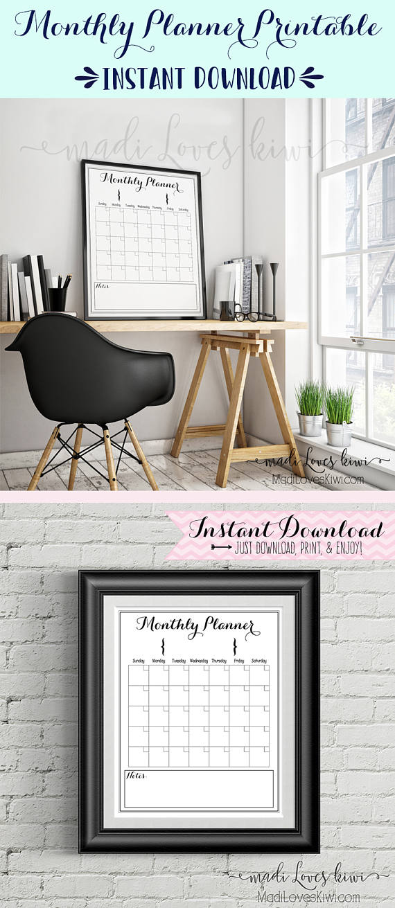 Printable Monthly Calendar, Family Calendar, Printable Calendar, 16"x20", Family Planner, Family Organizer, Command Center, Family Schedule