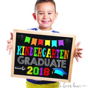 Kindergarten Graduation Sign, Last Day of School Sign Printable, Chalkboard for 2018 Graduate, Digital School Photo Prop, End of School Year