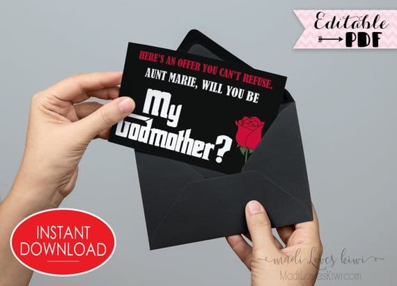 Will You Be My Godmother Card, Ask Godmother Proposal, Gift for Godmother Request, Godparents Proposal Christening Card Digital Baptism Card