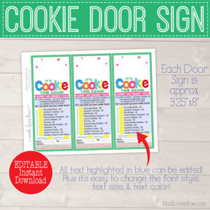 EDITABLE Cookie Sale Door Hanger Printable, Cookie Sales Door Sign, Cookie Order Form, Cookie Printable, Cookie Door Hanger, Scout Printable