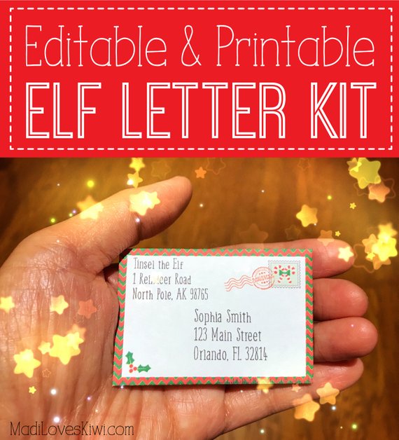 Personalized Elf Letter, Customized Letter from Elf, MINI Elf Letter Template, Printable Christmas Envelope, Printable Notes from Elf