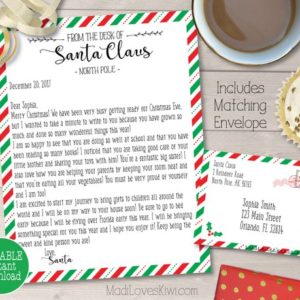 Personalized Letter from Santa, Customized Santa Letter Template, Christmas Letter, Printable Letter from Santa, Christmas Mail