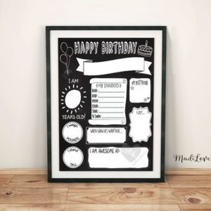 Birthday Chalkboard Template, Reuseable Birthday Sign, Birthday Poster Printable, Printable Birthday Sign, Reuseable Birthday Chalkboard