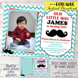 Little Man Birthday Invitation, Mustache Birthday Invitation Boy, Little Gentleman Birthday Party Boy, Little Man Birthday Invitation