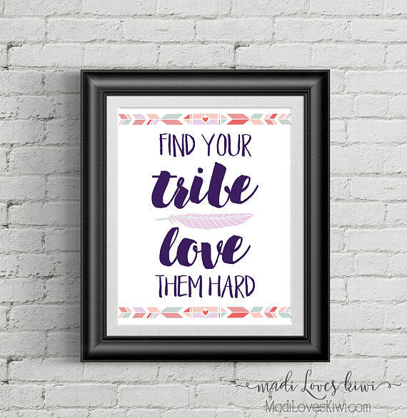 Find Your Tribe Love Them Hard, Boho Nursery Decor Digital, Crunchy Mama, Inspirational Quote, Dorm Wall Art, Home Typography, Office Saying