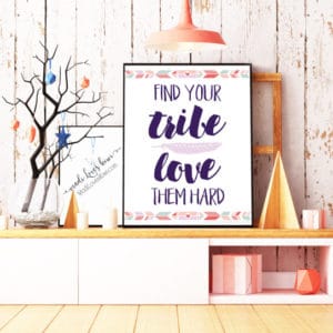 Find Your Tribe Love Them Hard, Boho Nursery Decor Digital, Crunchy Mama, Inspirational Quote, Dorm Wall Art, Home Typography, Office Saying