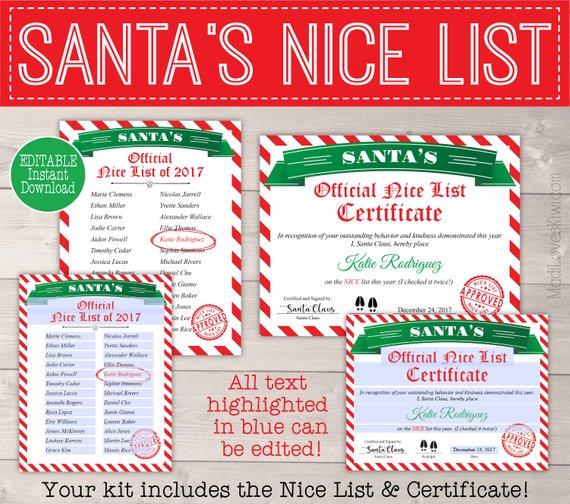 Personalized Santa Letter Template, Letter from Santa Printable, North Pole Mail, Santa's Nice List Certificate, Christmas Letter Template