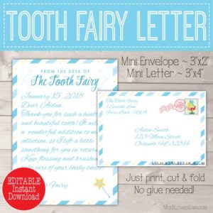 Boy Tooth Fairy Letter Instant Download Kit, PDF Teeth Tracker, Printable Door Hanger, Lost Chart, Boys Gift Note First Digital Letters from