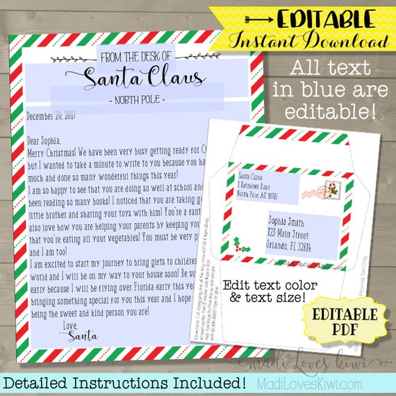 Personalized Santa Letter Kit, Custom Letter from Santa, Santa Letter Template, North Pole Letter, Nice List Certificate, Santa's Nice List