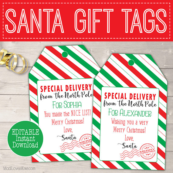 Your Secret Santa Is Gift Tag Editable Template, Christmas From