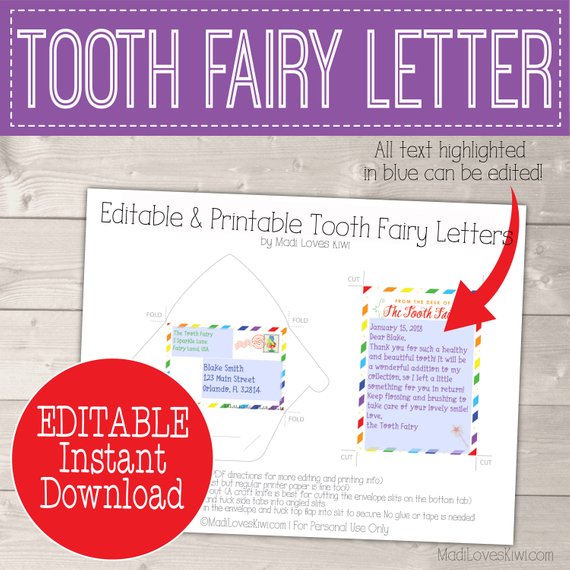 Rainbow Tooth Fairy Letter, Tooth Fairy Keepsake, First Lost Tooth Card, Tooth Fairy Note, Letter from Tooth Fairy Gift Tooth Fairy Envelope
