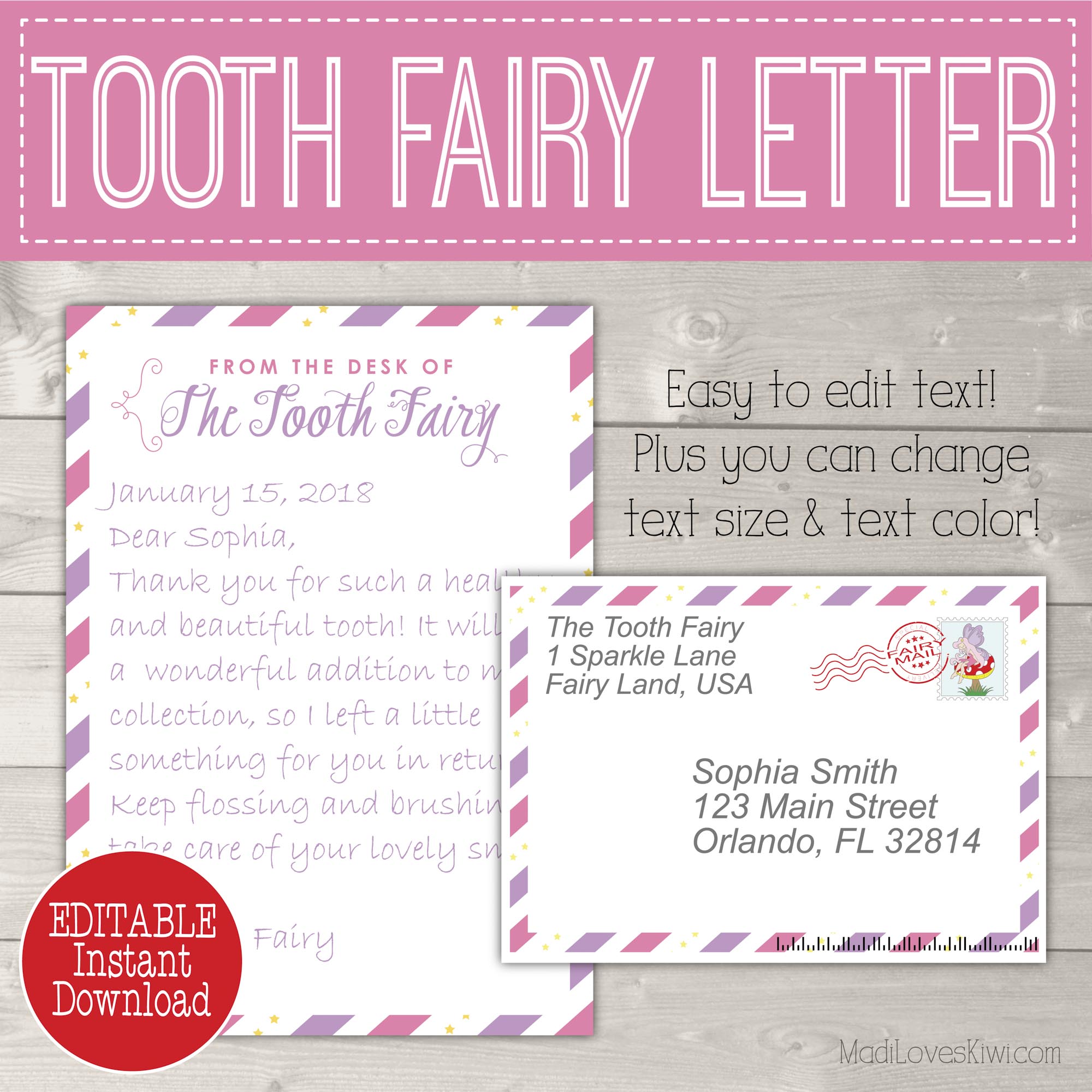 Editable Tooth Fairy Letter with Envelope Printable Pink Regarding Free Tooth Fairy Certificate Template Editable Tooth Fairy Letter with Envelope Printable Pink Regarding Free Tooth Fairy Certificate Template