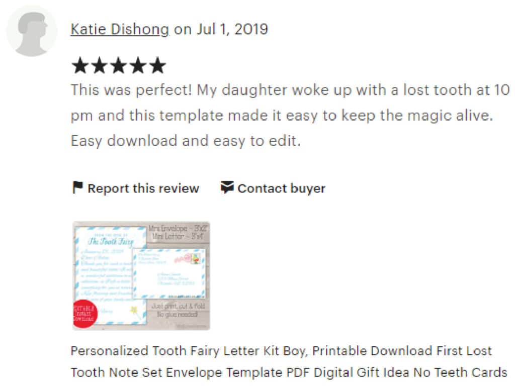 customer review for blue tooth fairy letter kit