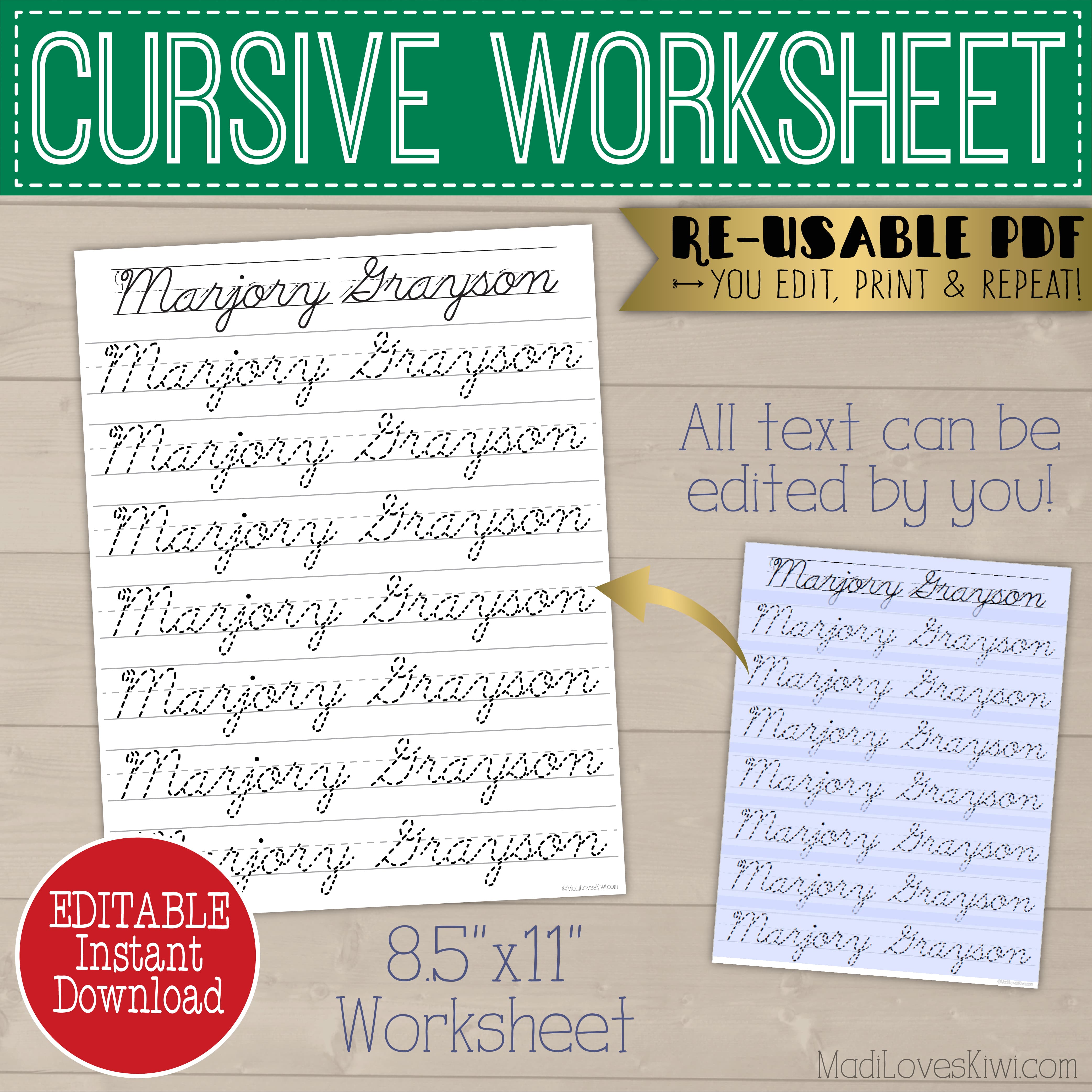 Free Editable Cursive Name Tracing Sheets Printable