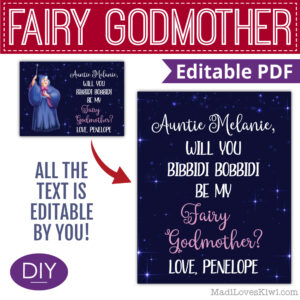 disney cinderella fairy god mother proposal card