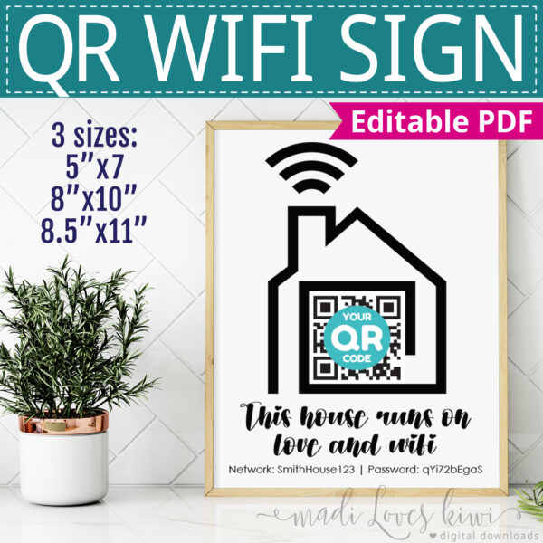 Printable Wifi Password Sign with QR Code