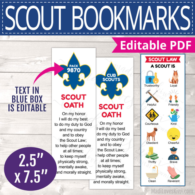 Uc Scout Notes.pdf Printable Cub Scout Oath and Law Bookmark, Editable BSA Meeting PDF ...
