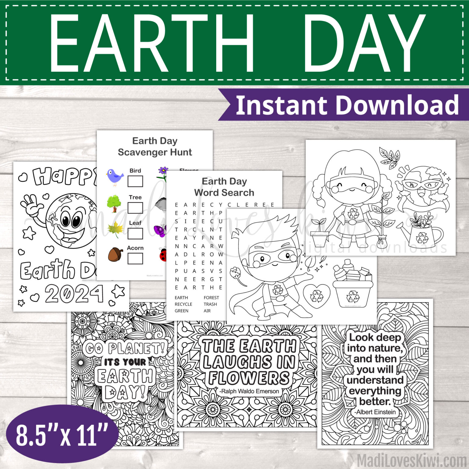 Printable Earth Day Activities Instant Download | Coloring Pages ...