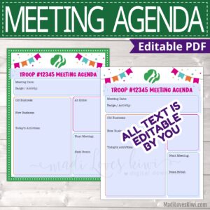 editable girl scout meeting agenda