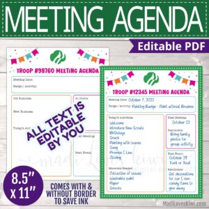 girl scout meeting agenda