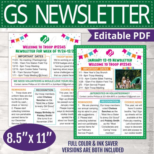 Editable Girl Scout Newsletter Template