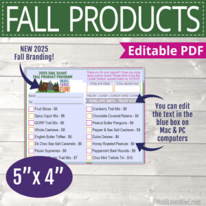 Girl Scout Fall Order Form