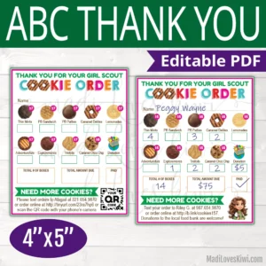 girl scout cookie order receipt