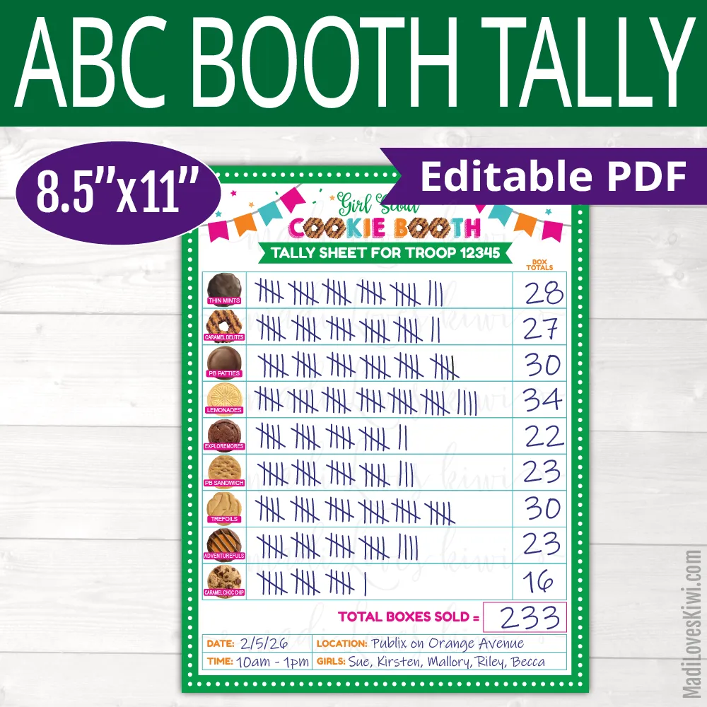 girl scout booth tally form