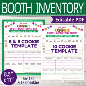 Editable Girl Scout Cookie Booth Tally Sheet