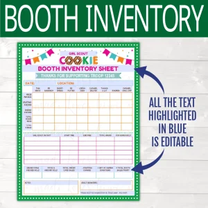 Editable Girl Scout Cookie Booth Tally Sheet