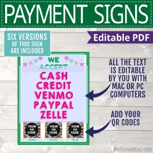 girl scout cookie booth payment sign